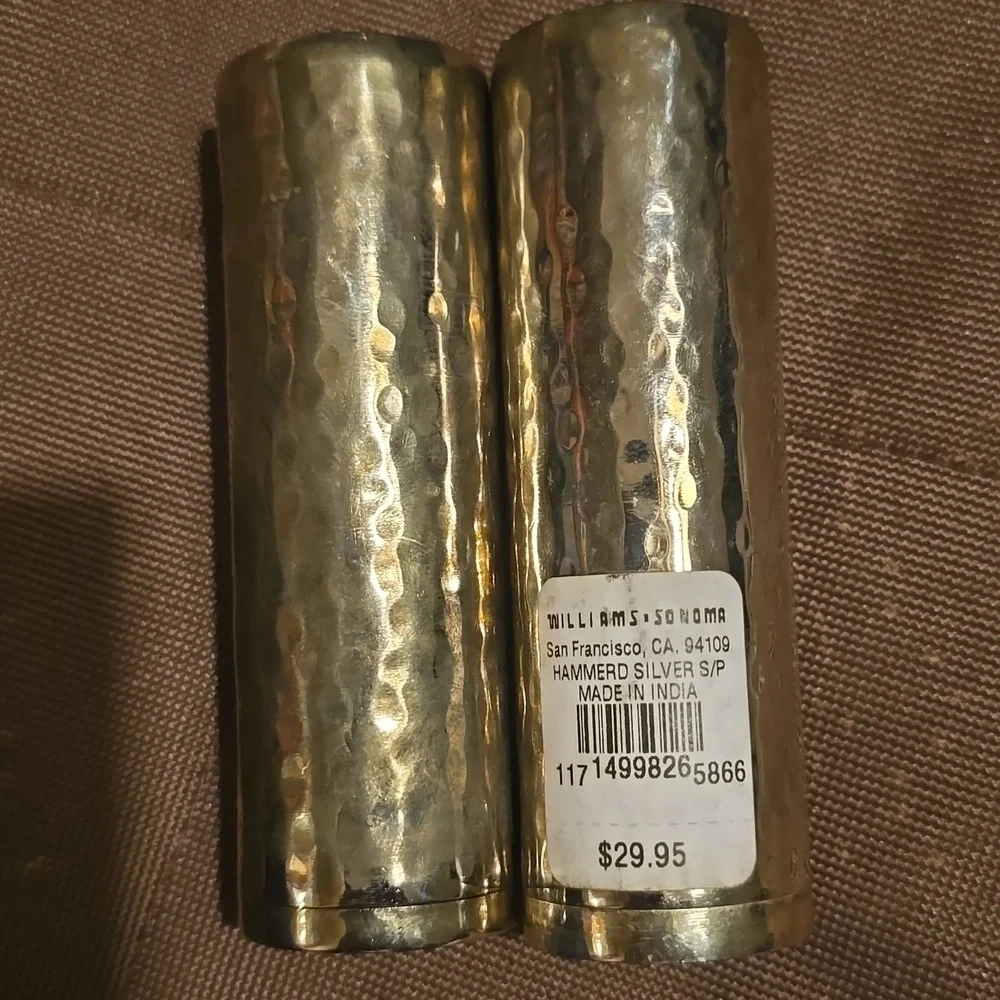 Williams Sonoma Silver Hammered Salt and Pepper Shakers Set, Originally $29.95US